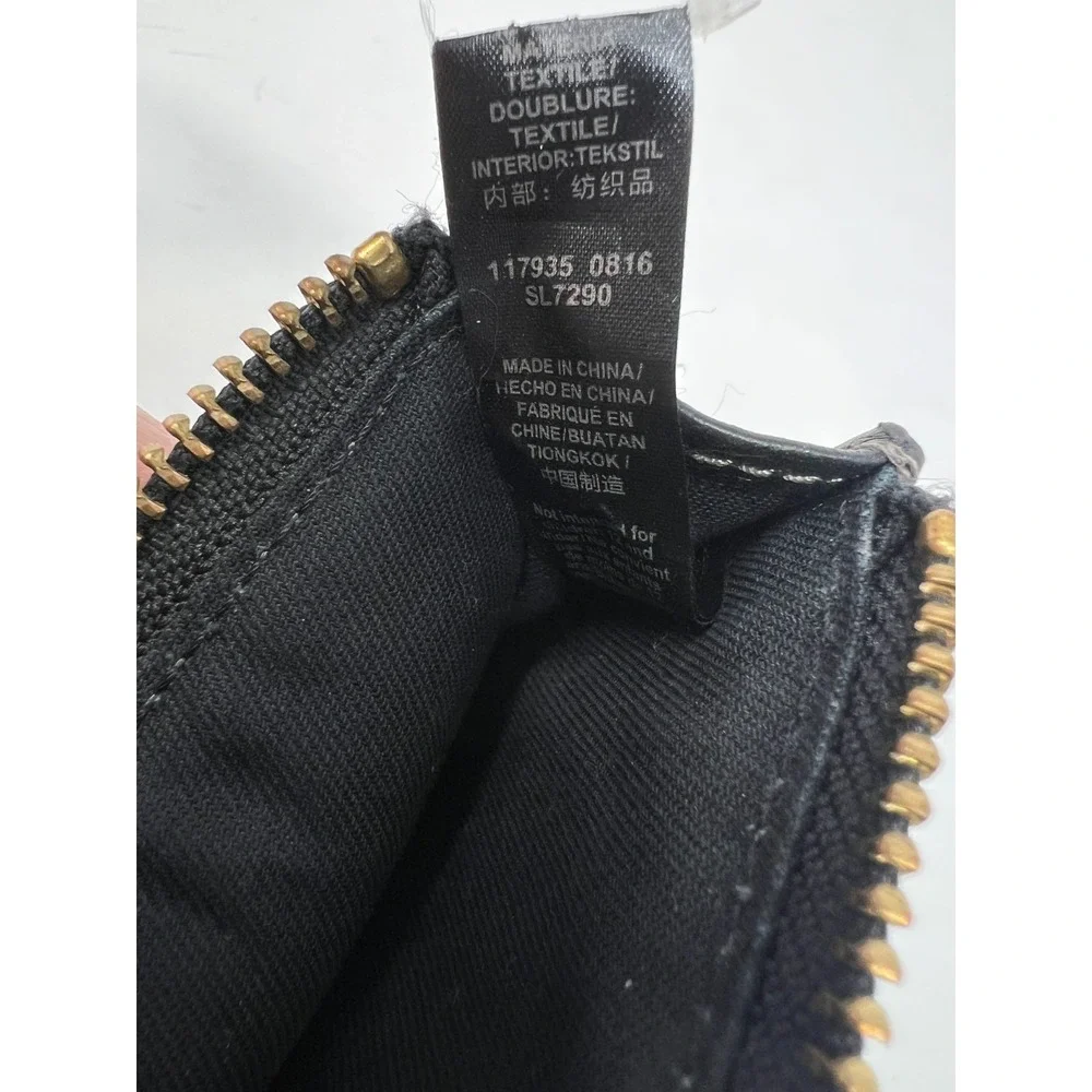 Fossil Black Pebbled Leather Wristlet Zip Pouch Clutch Bag